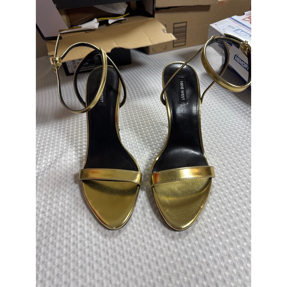 Nine West Sandals Women 10M Mana Gold Dressy Stiletto NWOB